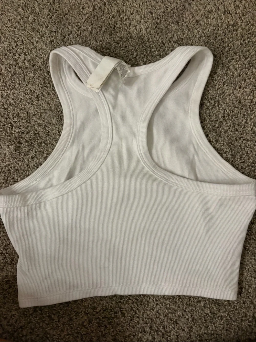 ALO Yoga White Ribbed Racerback Crop Tank